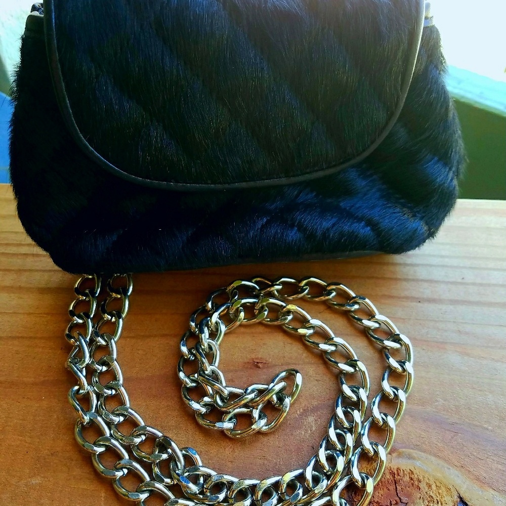 Guess By Marciano Fur Chain Cocktail Clutch Purse